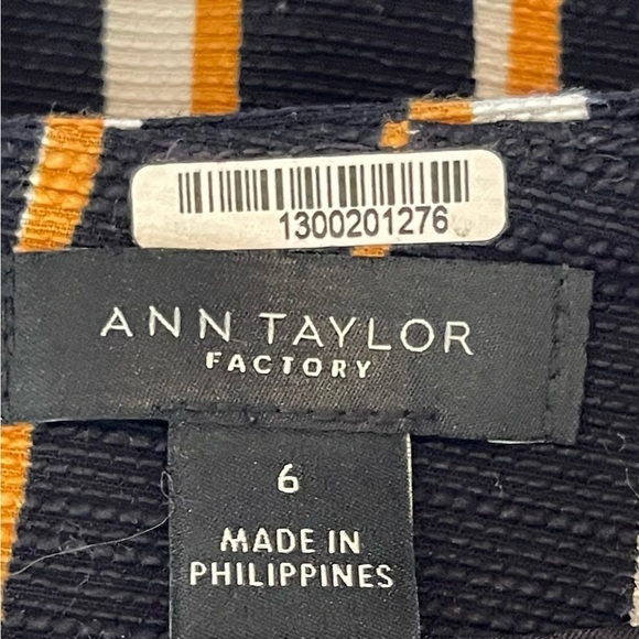 Ann Taylor Factory Skirt Size 6 Black Orange Red Vertical Geo Pattern Lined - Picture 4 of 5